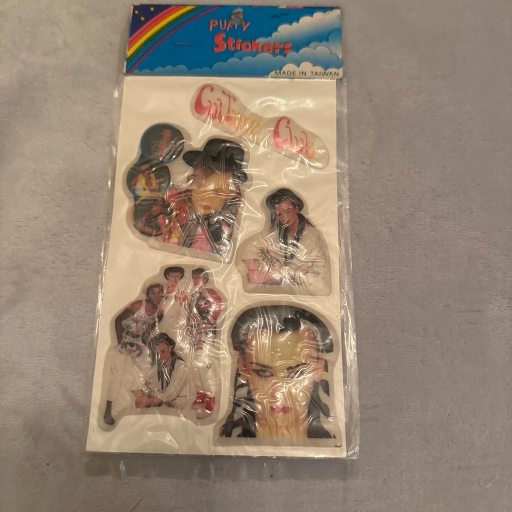 Vintage 1980s Culture Club Puffy Sticker Sheet Boy George Sealed Taiwan